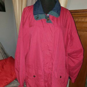 Sterling Bay Women's  Full Zip Jacket Windbreaker Size 2X Red w/ Plaid Lining